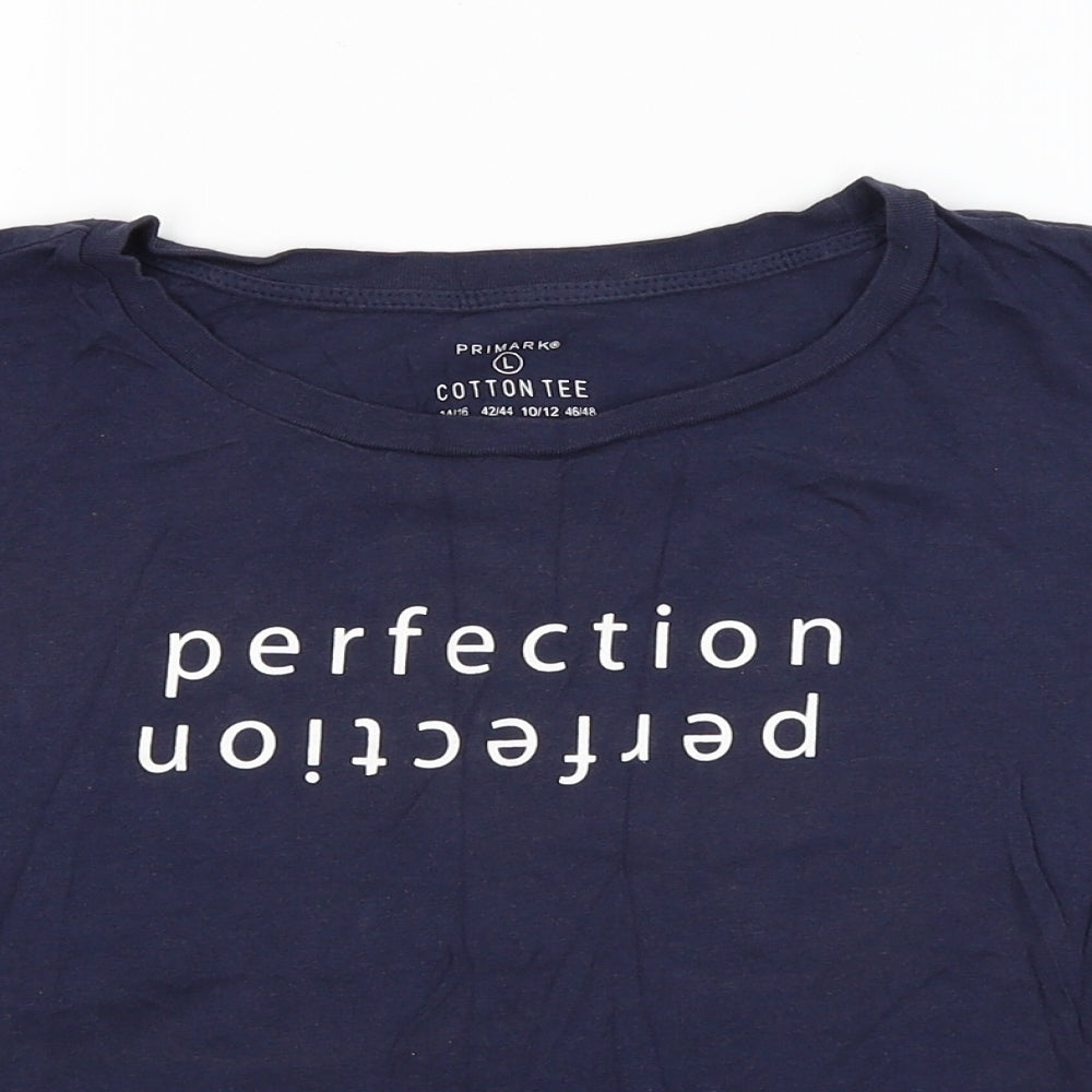 Primark Womens Blue   Cropped T-Shirt Size L  - Perfection