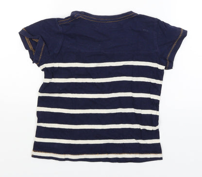 Avenue Kids Boys Blue Striped  Basic T-Shirt Size 5-6 Years