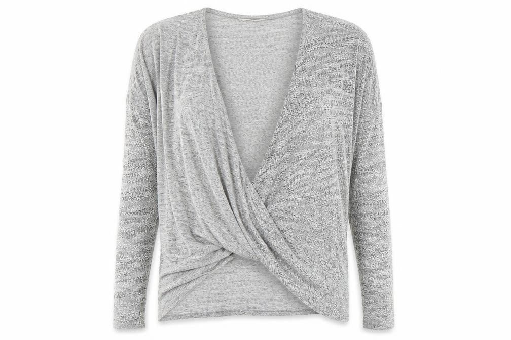 Womens UK Size 14 Label Lab Grey Wrap Blouse