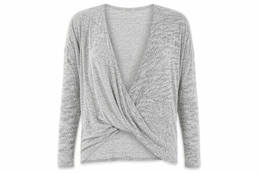 Womens UK Size 14 Label Lab Grey Wrap Blouse