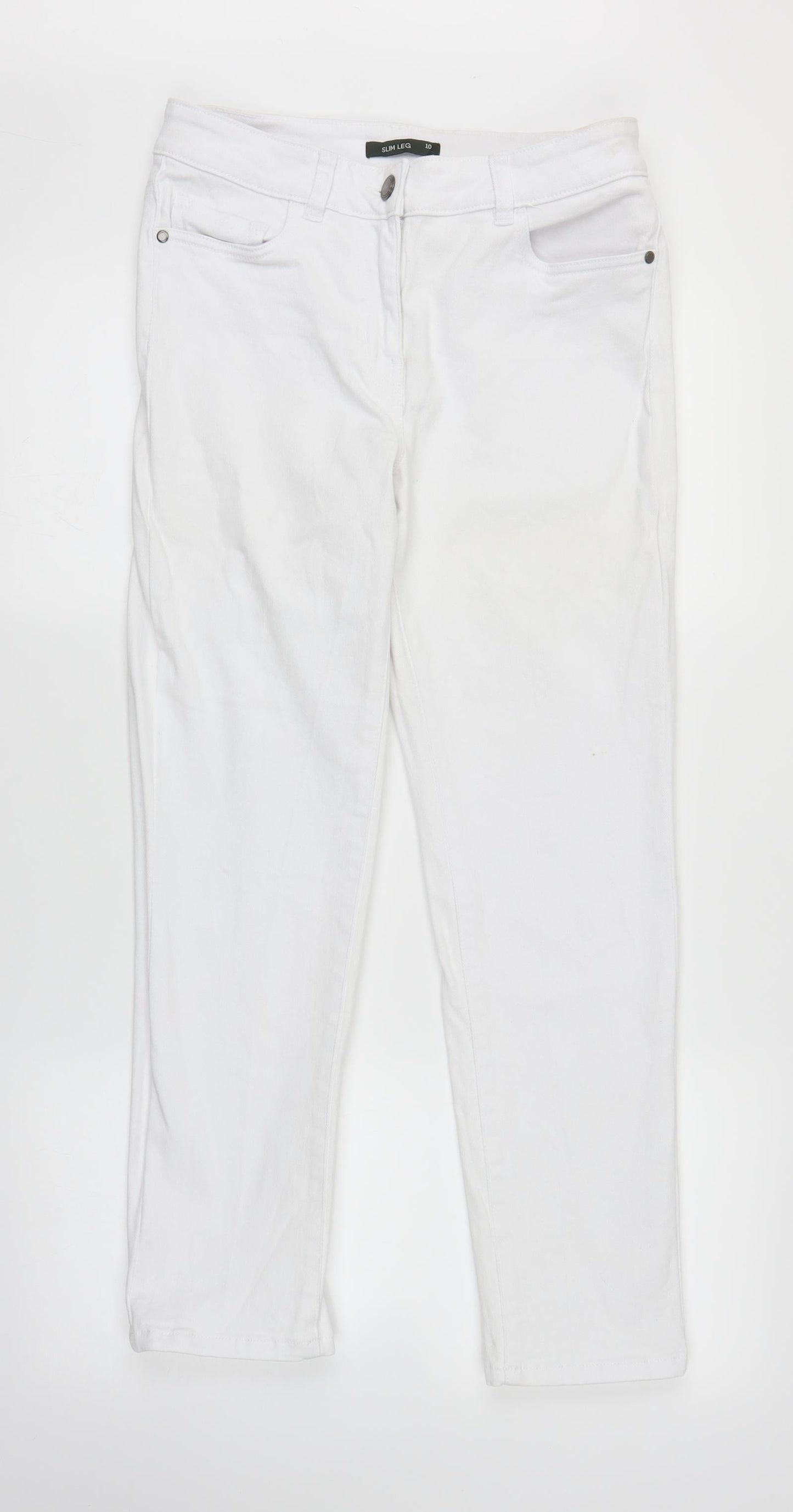Bonmarché Womens White  Denim Straight Jeans Size 10 L27 in