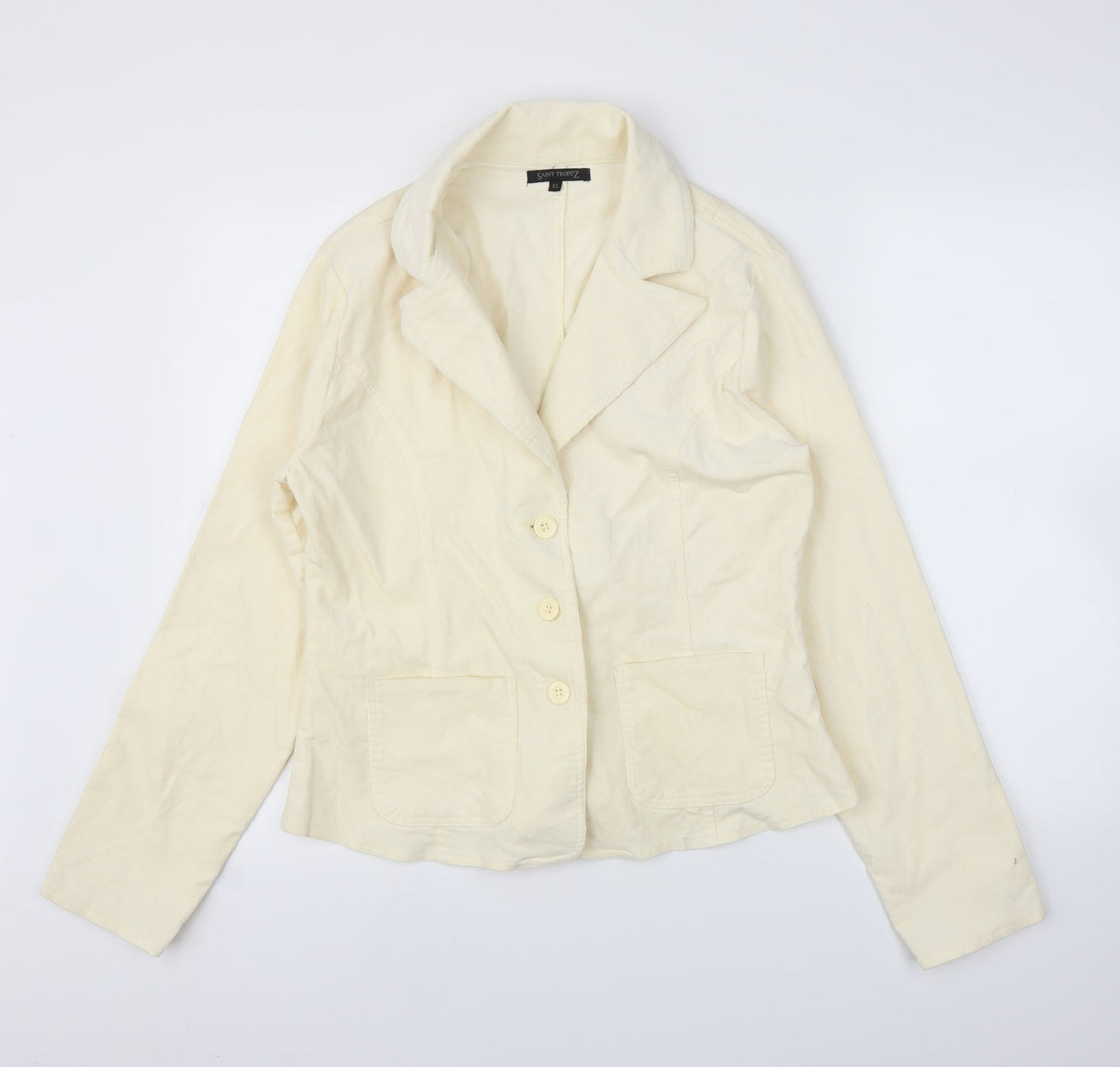 Saint Tropez Womens Ivory  Corduroy Jacket  Size XL