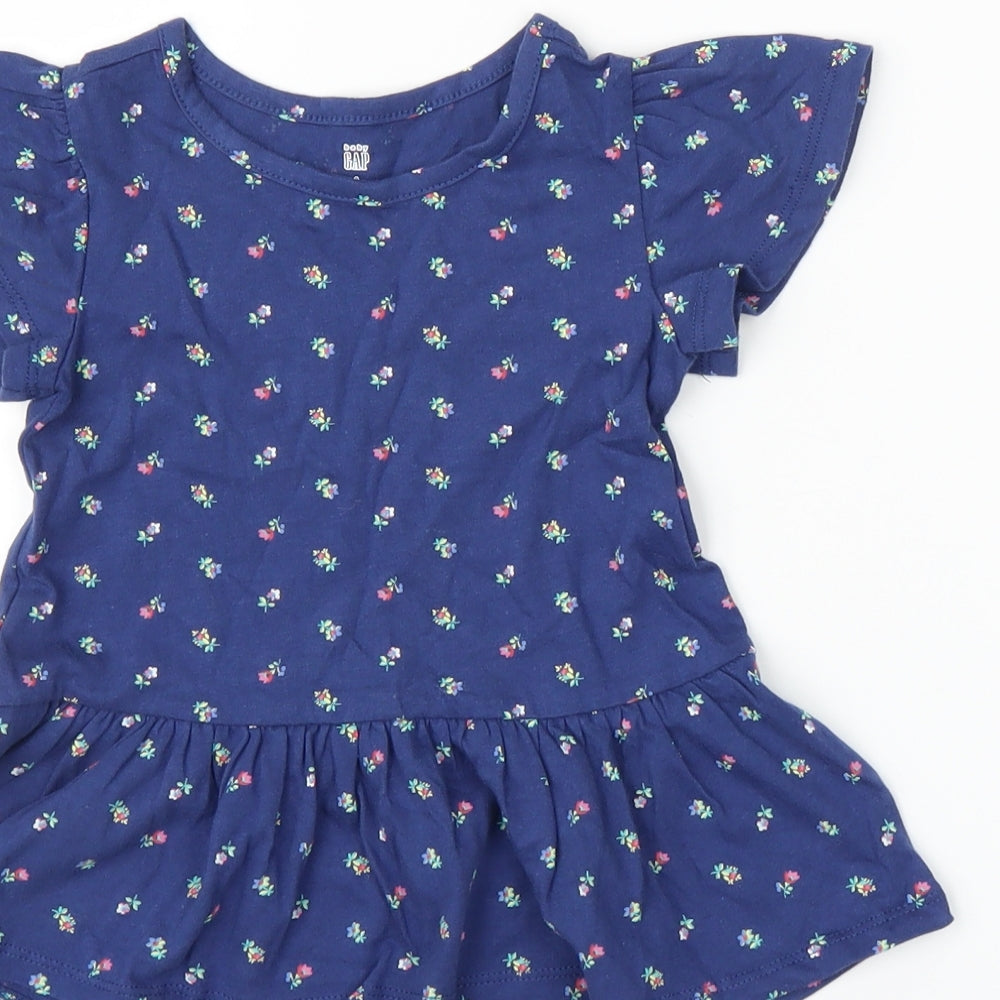 Gap Girls Blue Floral  Tunic Blouse Size 2 Years