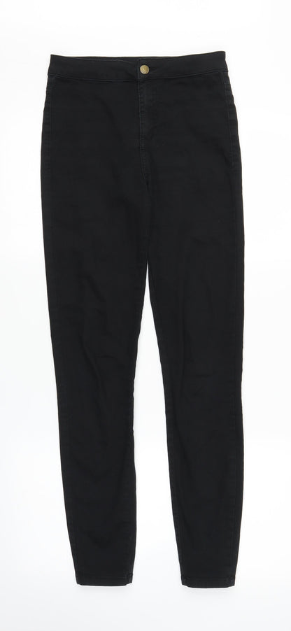 Womens UK Size S Preworn Regular Fit Skinny Black Jeans