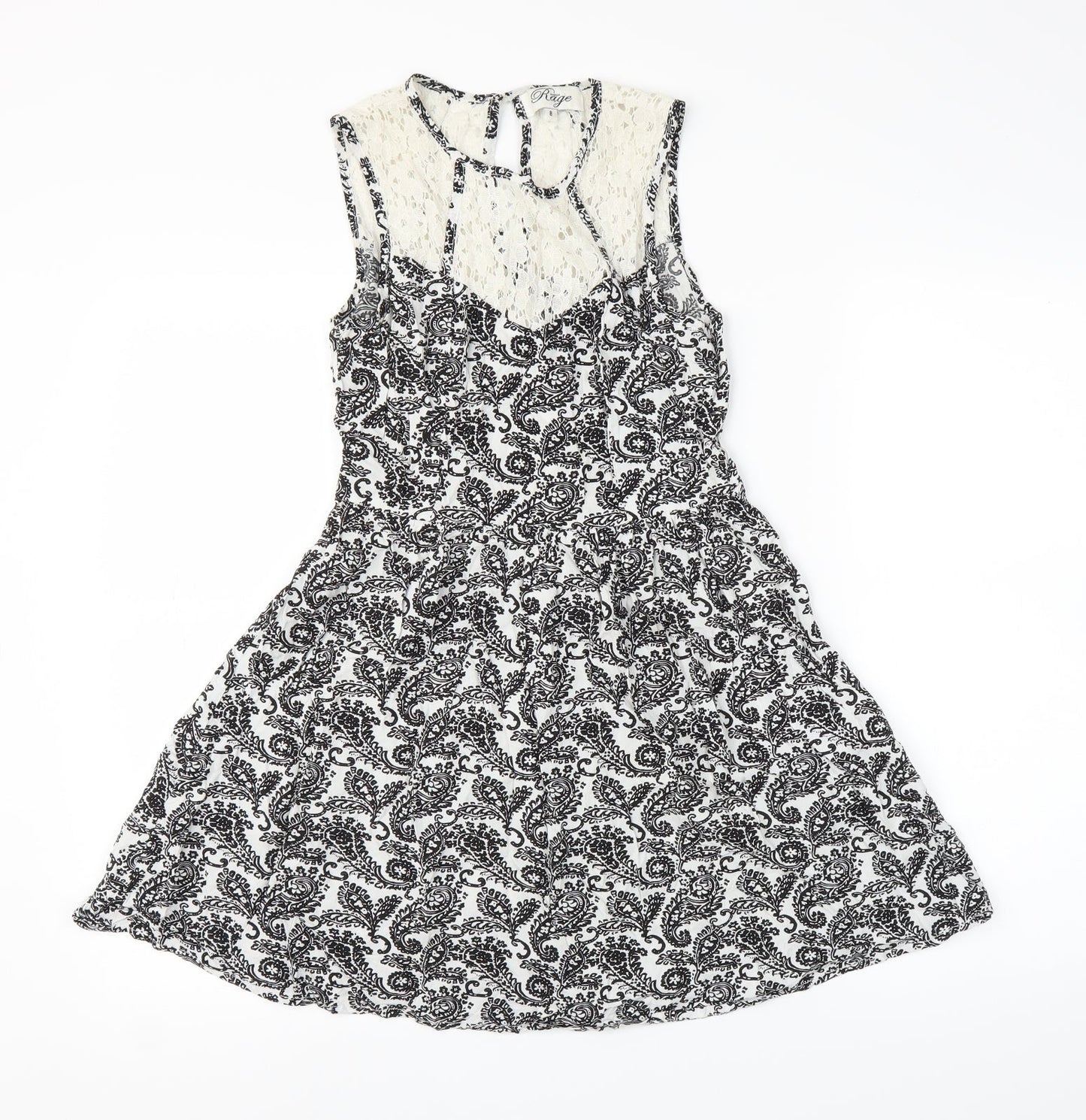 Madam Rage Womens Black Paisley  A-Line  Size 8