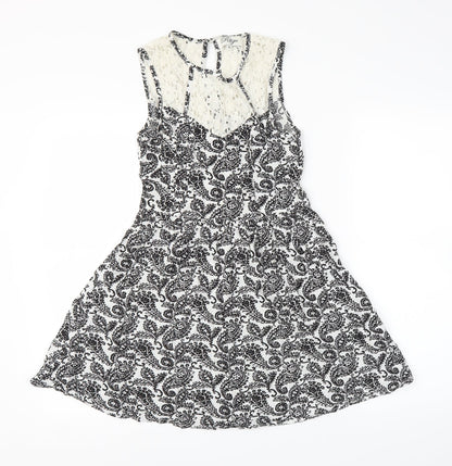 Madam Rage Womens Black Paisley  A-Line  Size 8
