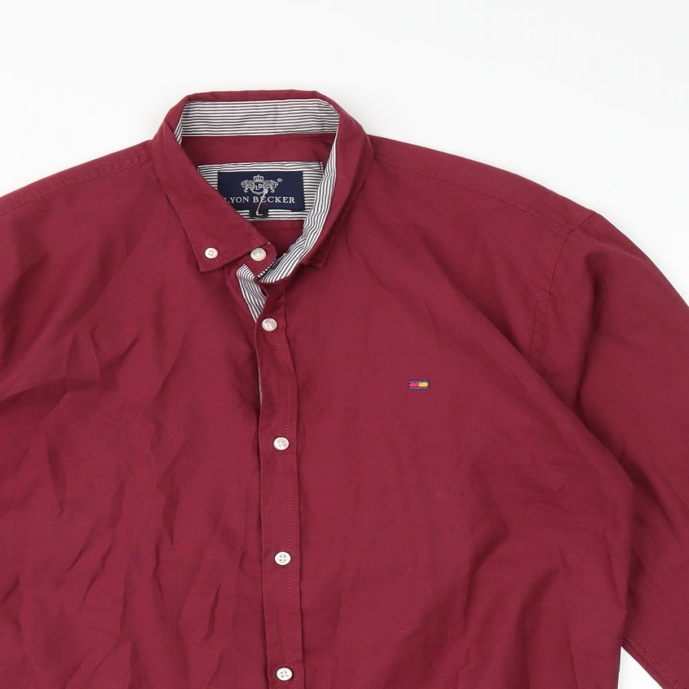 Mens UK Size L Lyon Becker Pink  Button-Up Long Sleeve Casual Shirt
