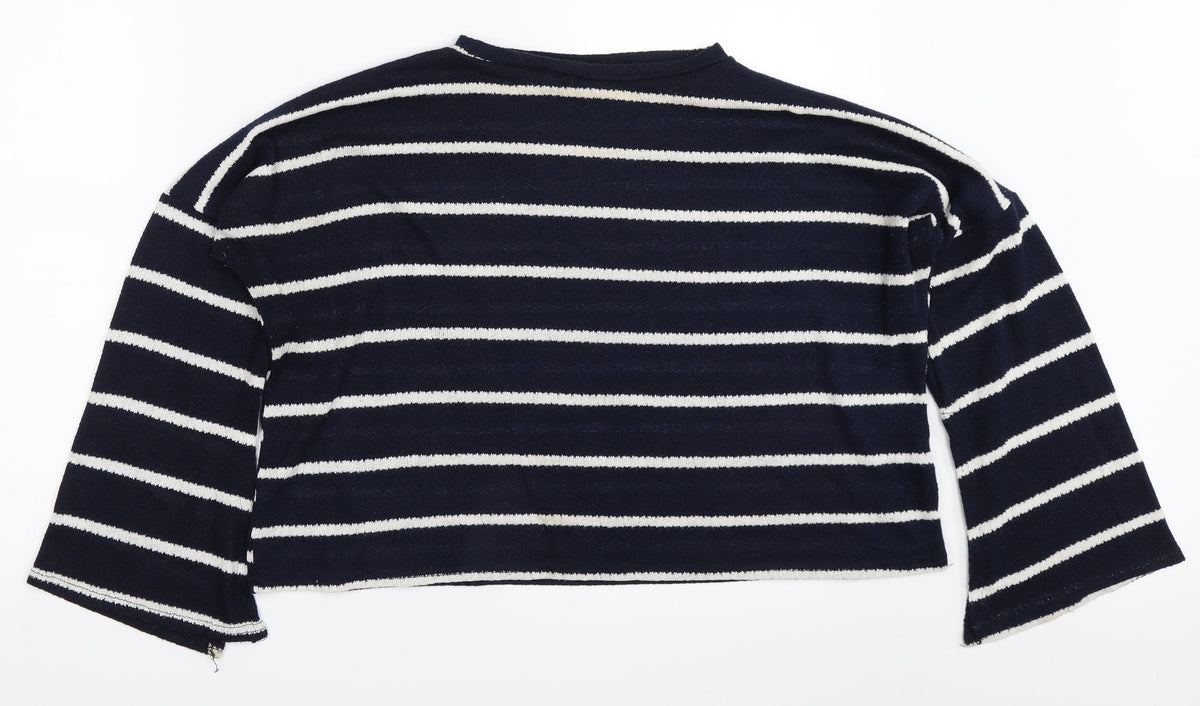 Boohoo Womens Blue Striped  Pullover Jumper Size 12