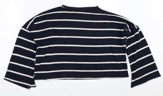 Boohoo Womens Blue Striped  Pullover Jumper Size 12