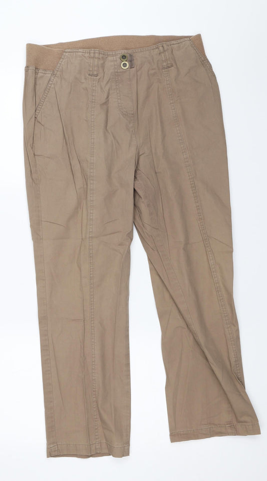 Womens UK Size 14 BM Regular Fit Chino Brown Trousers