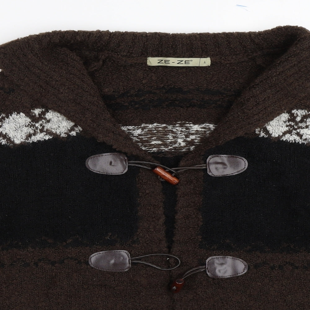 Ze-Ze Womens Brown   Cardigan Jumper Size L