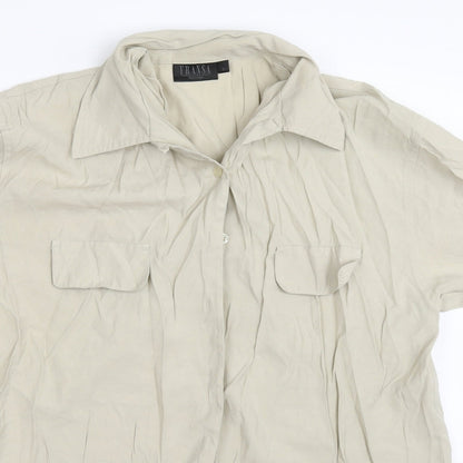 Mens UK Size S Fransa Beige  Button-Up Short Sleeve Casual Shirt