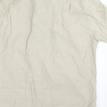 Mens UK Size S Fransa Beige  Button-Up Short Sleeve Casual Shirt