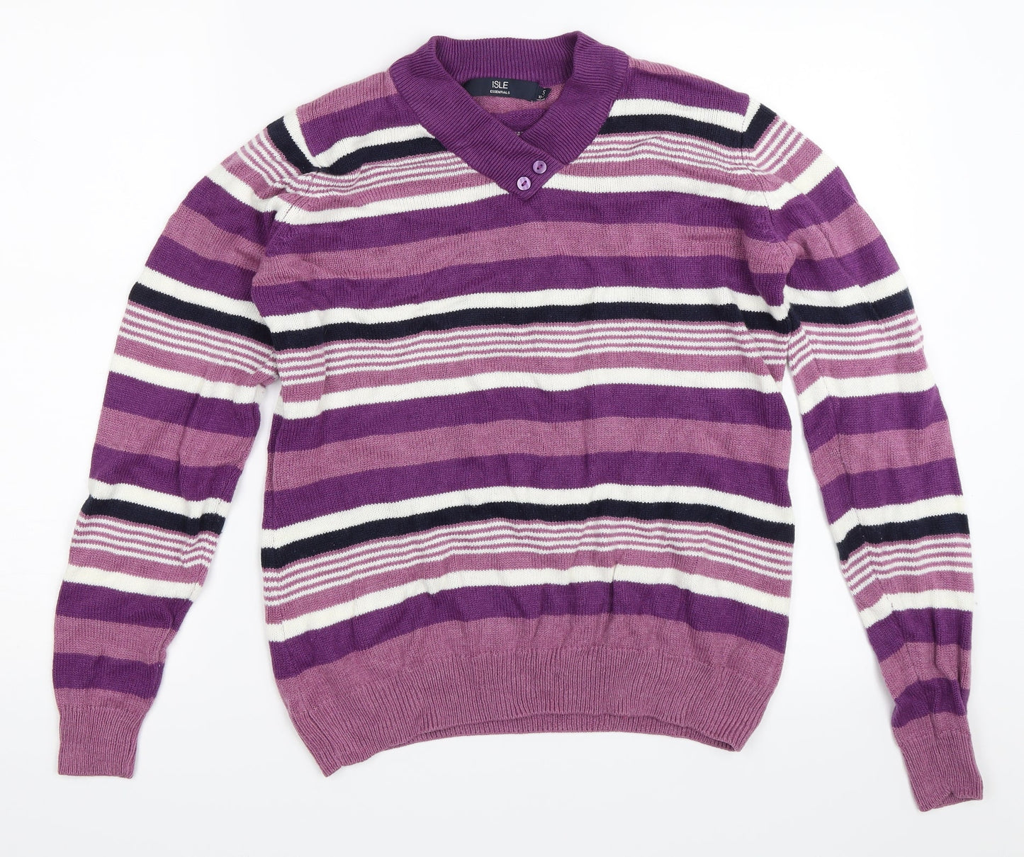 Isle Womens Purple Striped  Pullover Jumper Size S