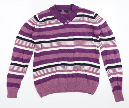 Isle Womens Purple Striped  Pullover Jumper Size S