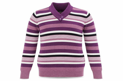 Isle Womens Purple Striped  Pullover Jumper Size S