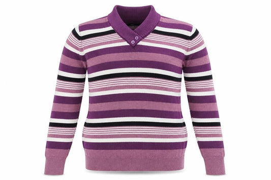 Isle Womens Purple Striped  Pullover Jumper Size S