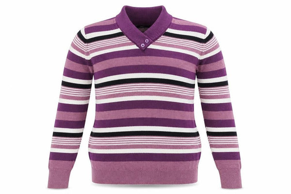 Isle Womens Purple Striped  Pullover Jumper Size S