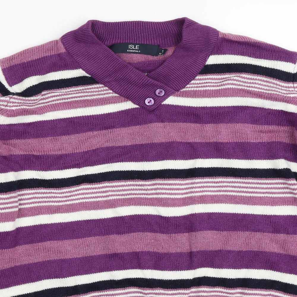 Isle Womens Purple Striped  Pullover Jumper Size S