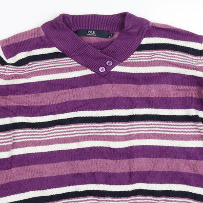 Isle Womens Purple Striped  Pullover Jumper Size S