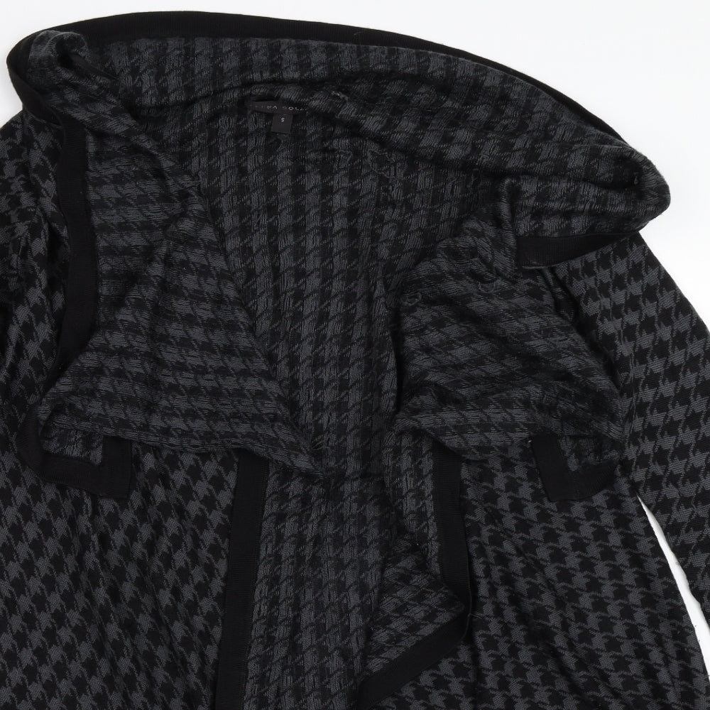 Elena Solano Womens Black Houndstooth  Cardigan Jumper Size S  - Waterfall Cardigan
