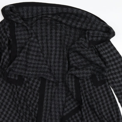 Elena Solano Womens Black Houndstooth  Cardigan Jumper Size S  - Waterfall Cardigan