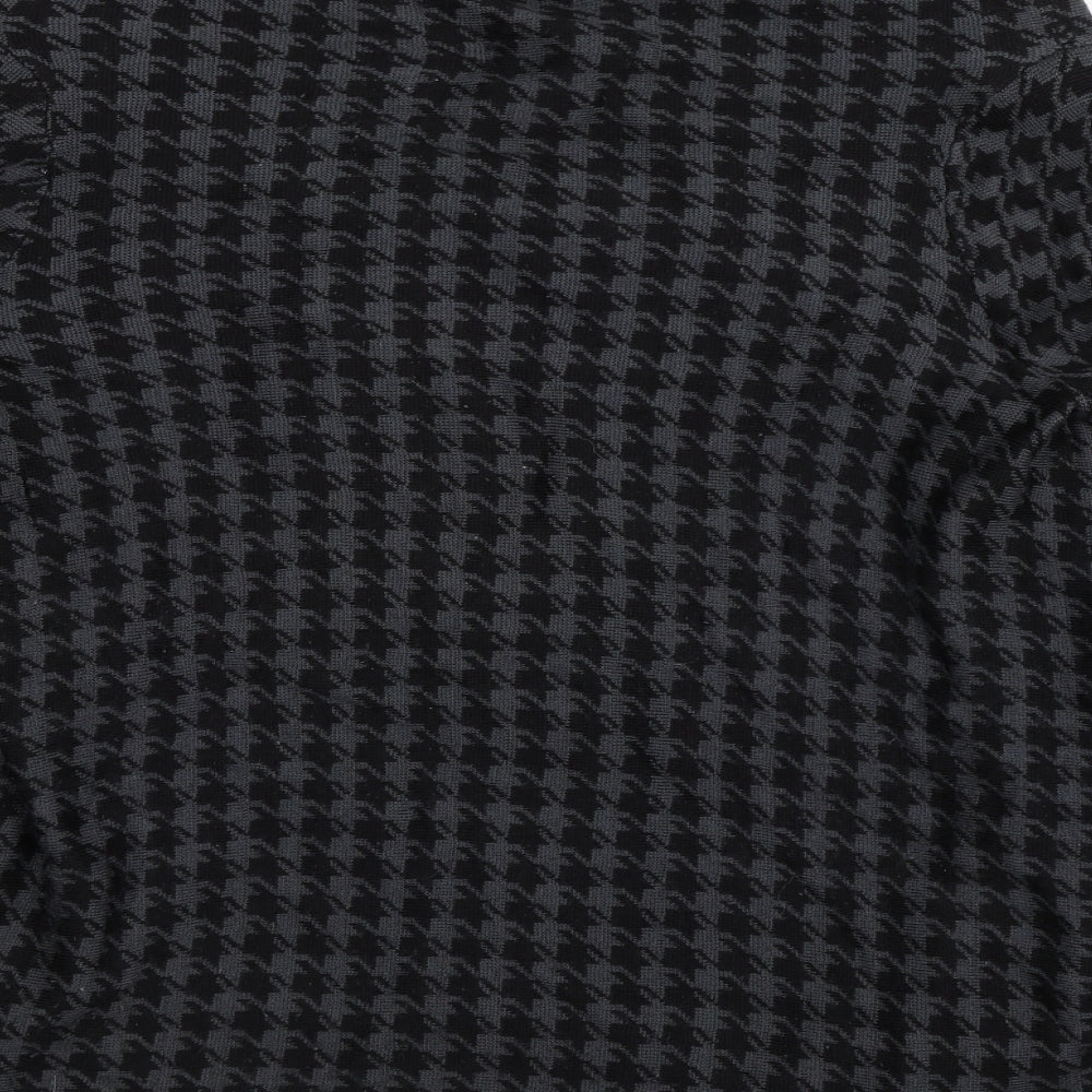 Elena Solano Womens Black Houndstooth  Cardigan Jumper Size S  - Waterfall Cardigan