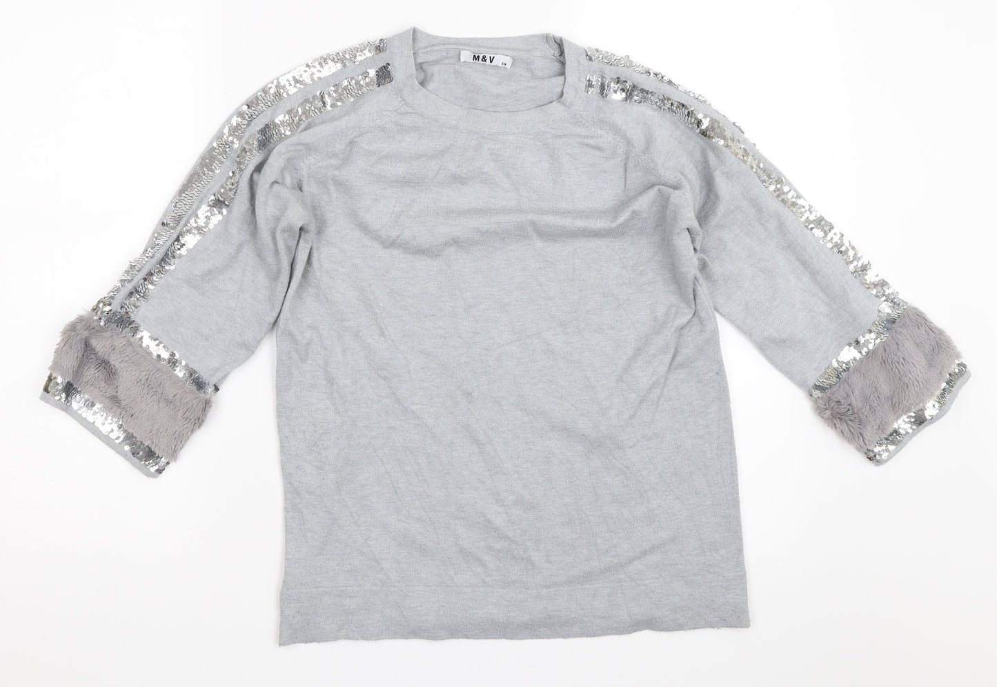 M&V Womens Grey   Pullover Jumper Size S