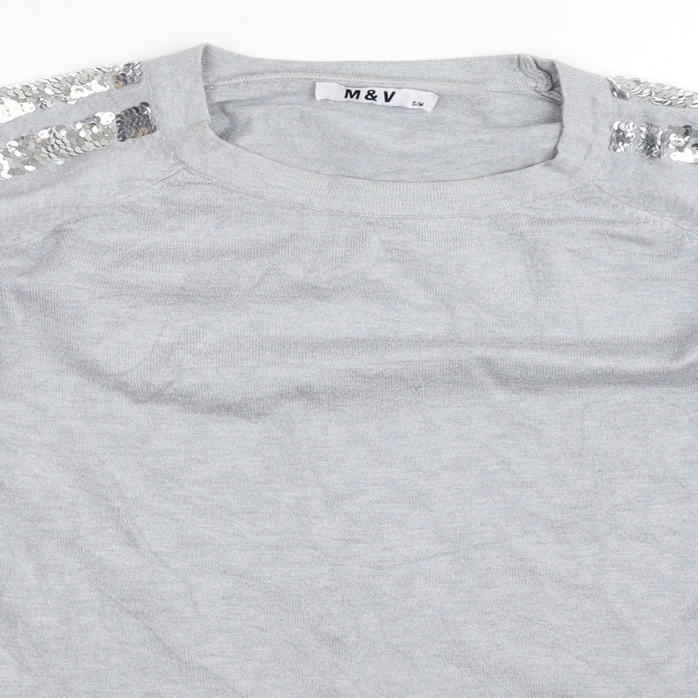 M&V Womens Grey   Pullover Jumper Size S