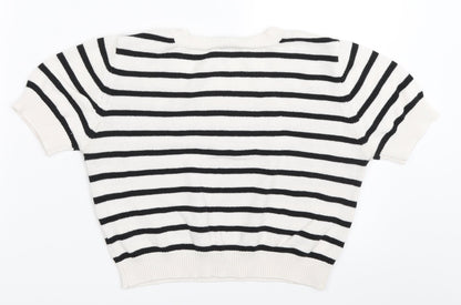 Forever 21 Womens White Striped  Pullover Jumper Size L
