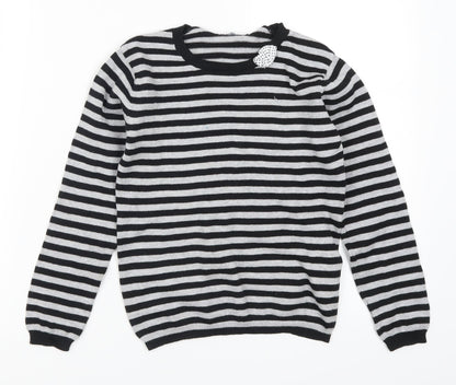 In Extenso Womens Grey Striped  Pullover Jumper Size 8