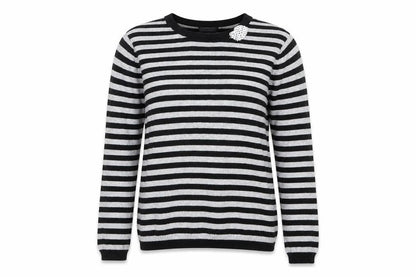 In Extenso Womens Grey Striped  Pullover Jumper Size 8