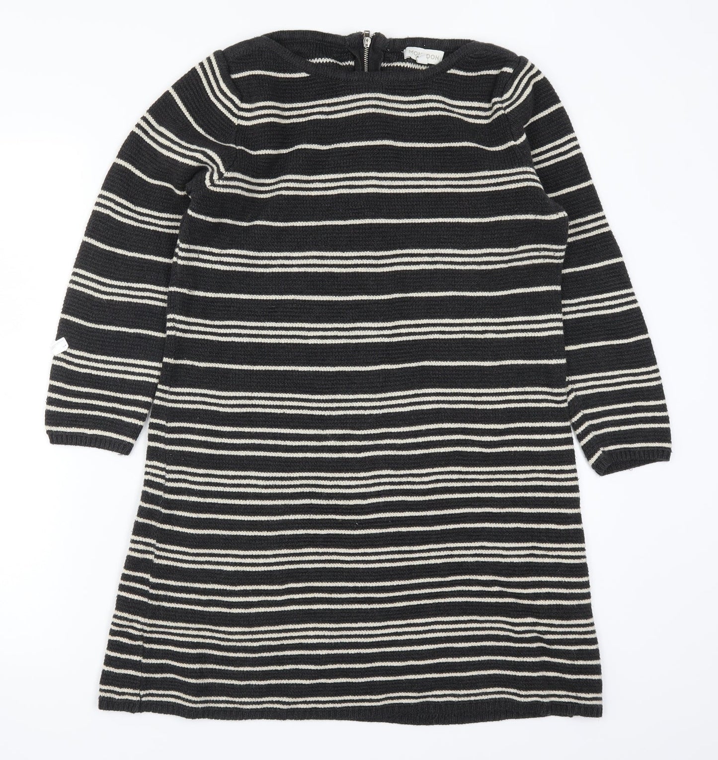 Monsoon Womens Grey Striped Knit Jumper Dress  Size S