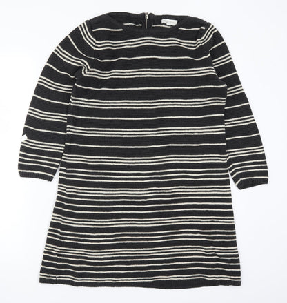 Monsoon Womens Grey Striped Knit Jumper Dress  Size S