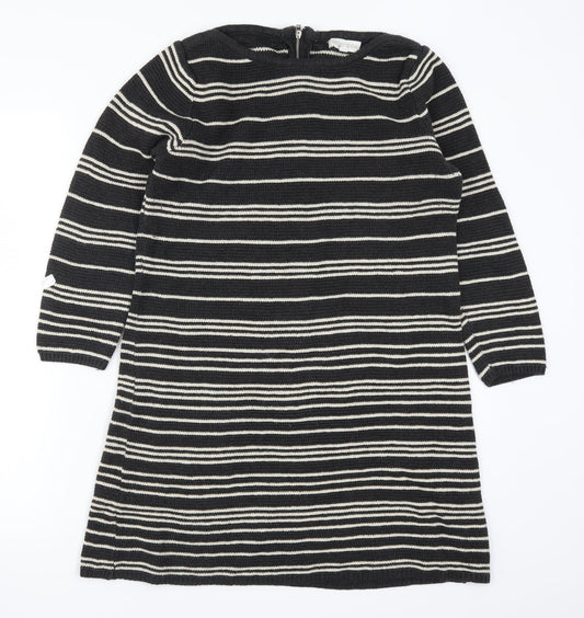 Monsoon Womens Grey Striped Knit Jumper Dress  Size S