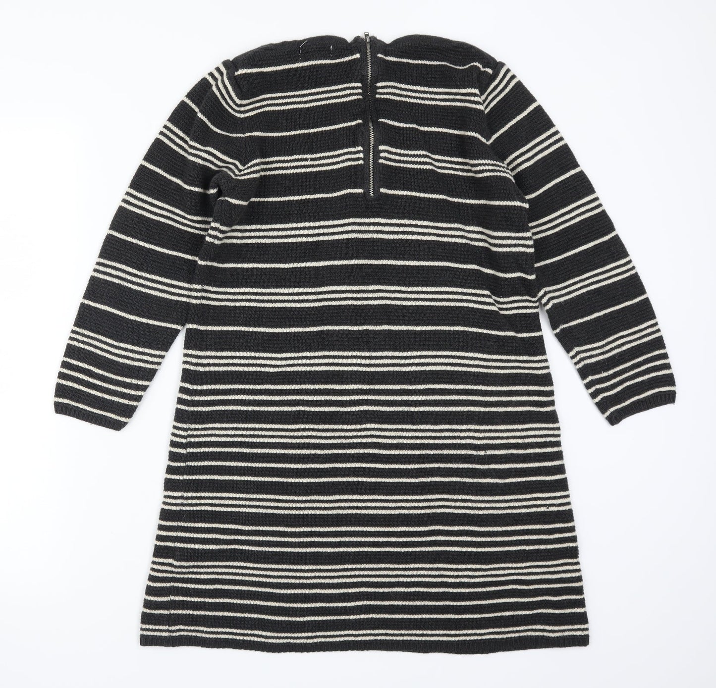 Monsoon Womens Grey Striped Knit Jumper Dress  Size S