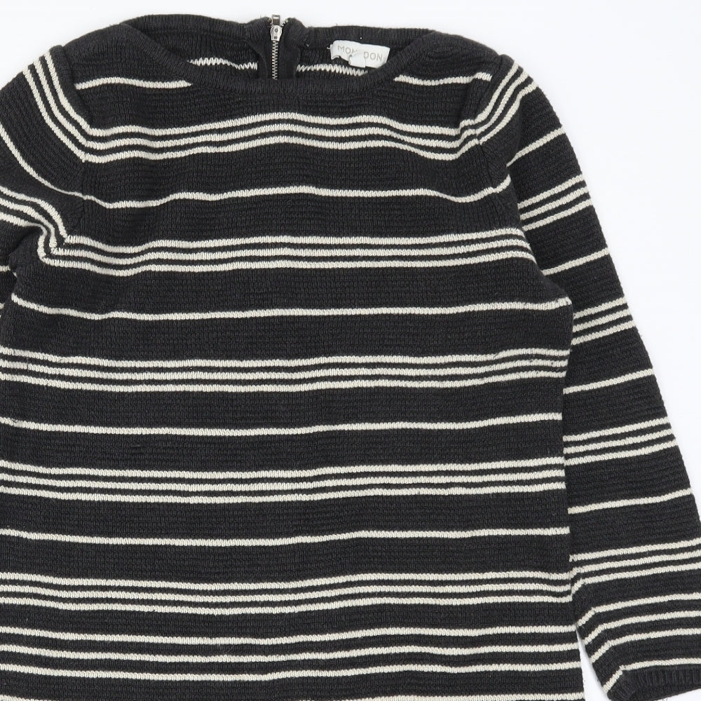Monsoon Womens Grey Striped Knit Jumper Dress  Size S