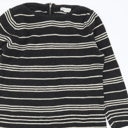 Monsoon Womens Grey Striped Knit Jumper Dress  Size S