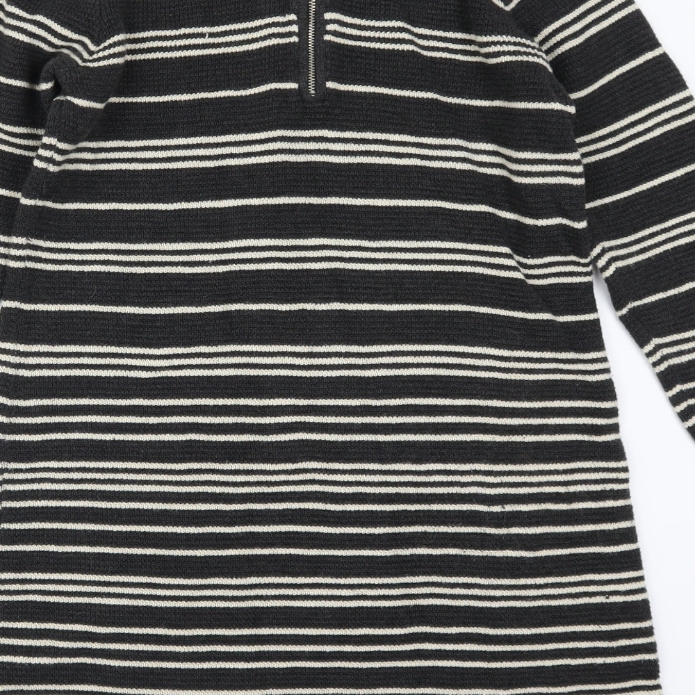 Monsoon Womens Grey Striped Knit Jumper Dress  Size S