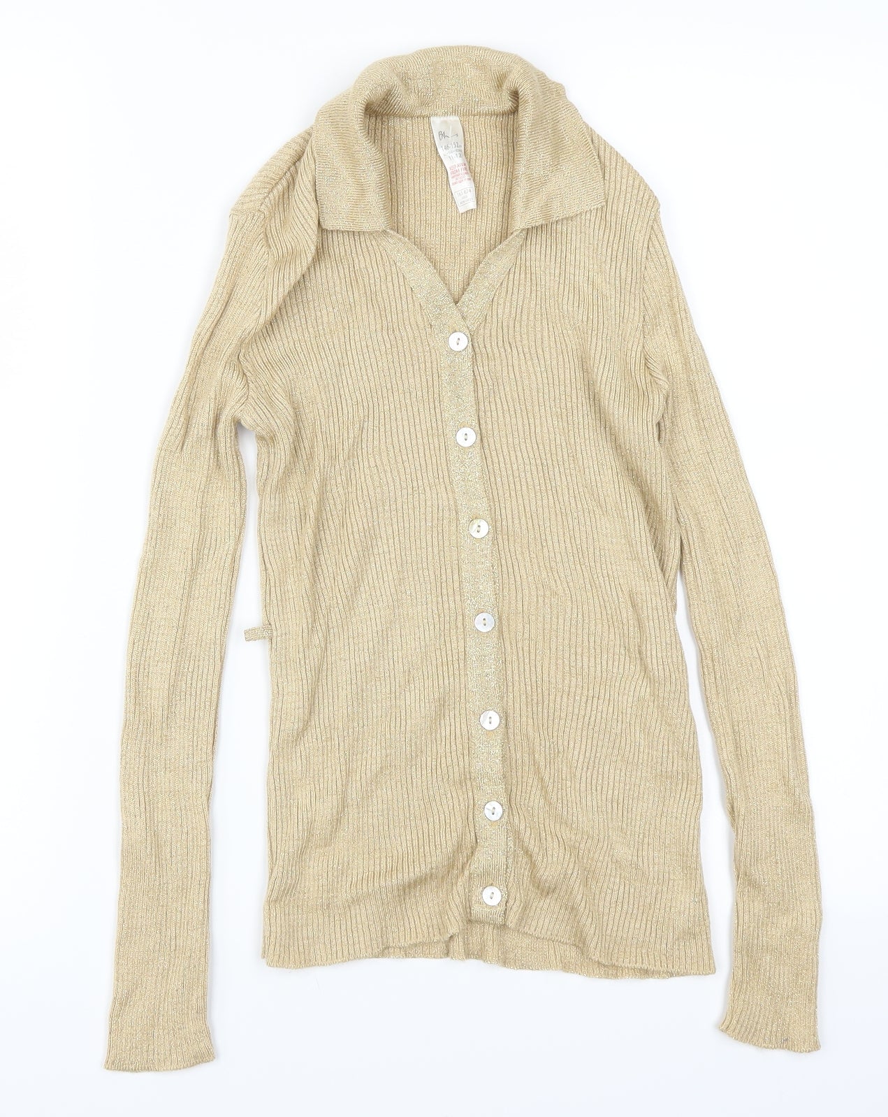 BHS Girls Gold   Cardigan Jumper Size 11-12 Years
