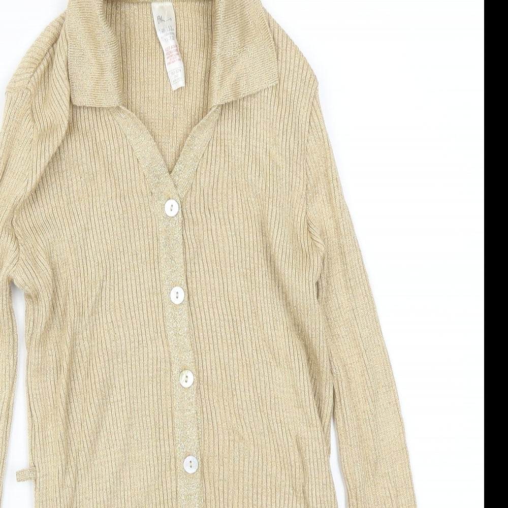 BHS Girls Gold   Cardigan Jumper Size 11-12 Years