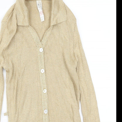 BHS Girls Gold   Cardigan Jumper Size 11-12 Years
