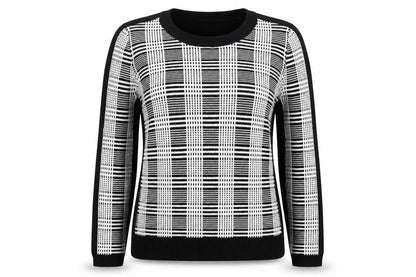 Papaya Womens Black Check Knit Pullover Jumper Size 12