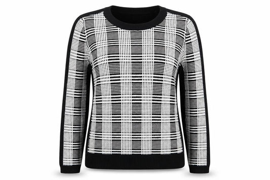 Papaya Womens Black Check Knit Pullover Jumper Size 12