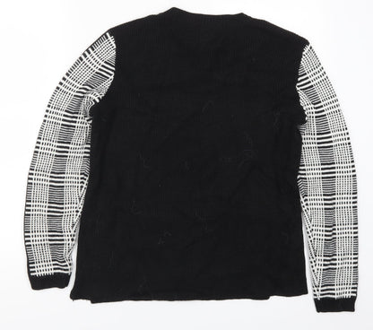 Papaya Womens Black Check Knit Pullover Jumper Size 12