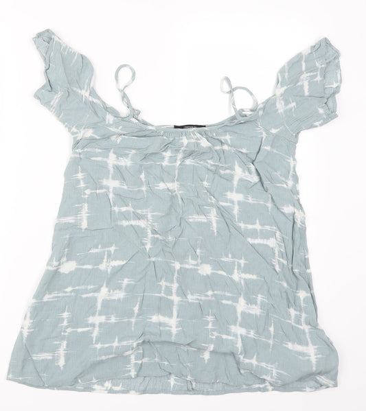 FOREVER 21 Womens Blue Geometric Rayon Basic T-Shirt Size S