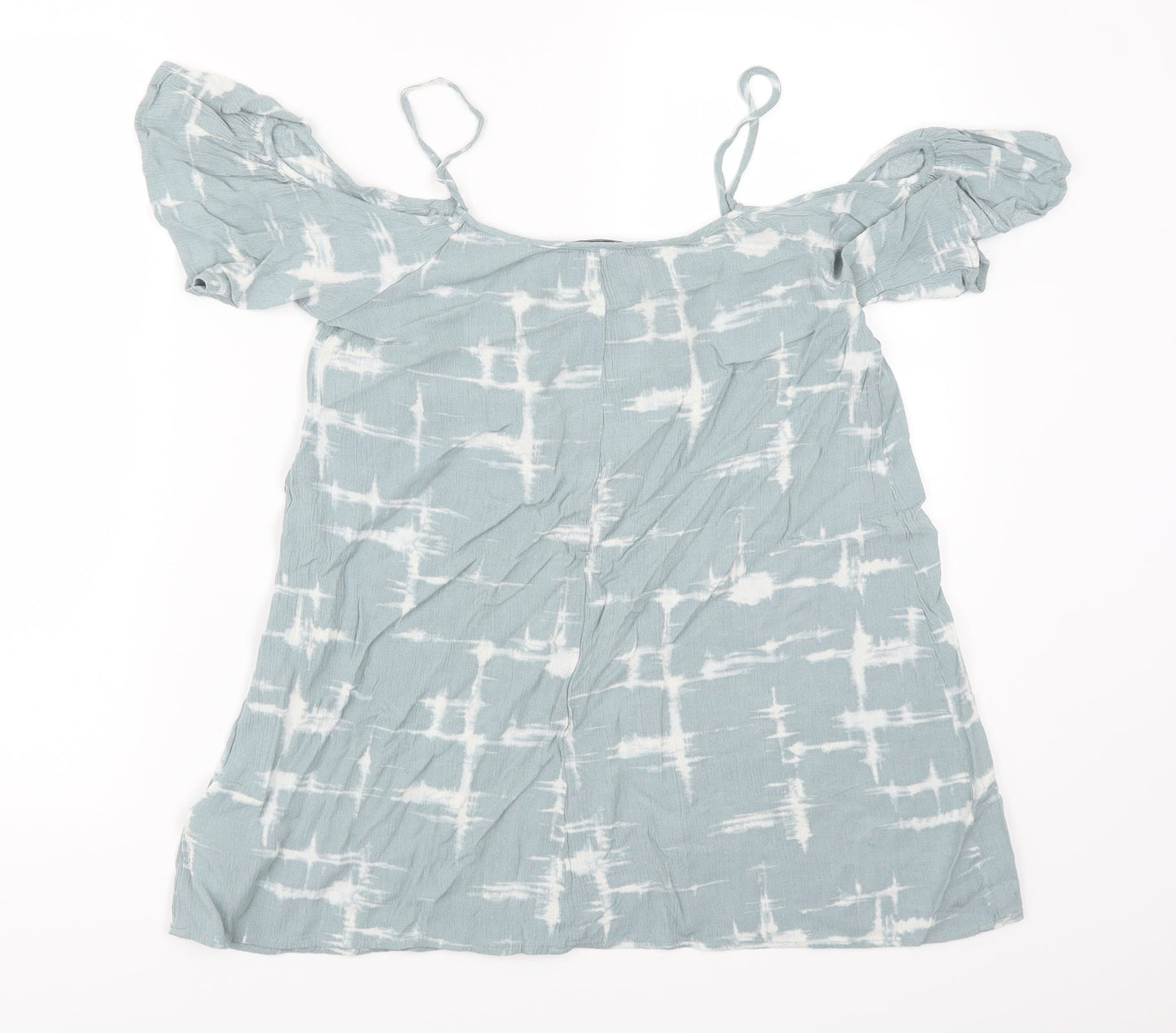 FOREVER 21 Womens Blue Geometric Rayon Basic T-Shirt Size S