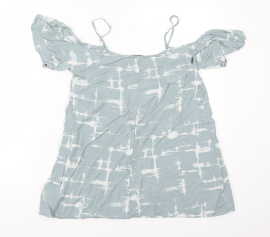 FOREVER 21 Womens Blue Geometric Rayon Basic T-Shirt Size S