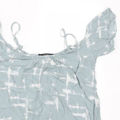 FOREVER 21 Womens Blue Geometric Rayon Basic T-Shirt Size S