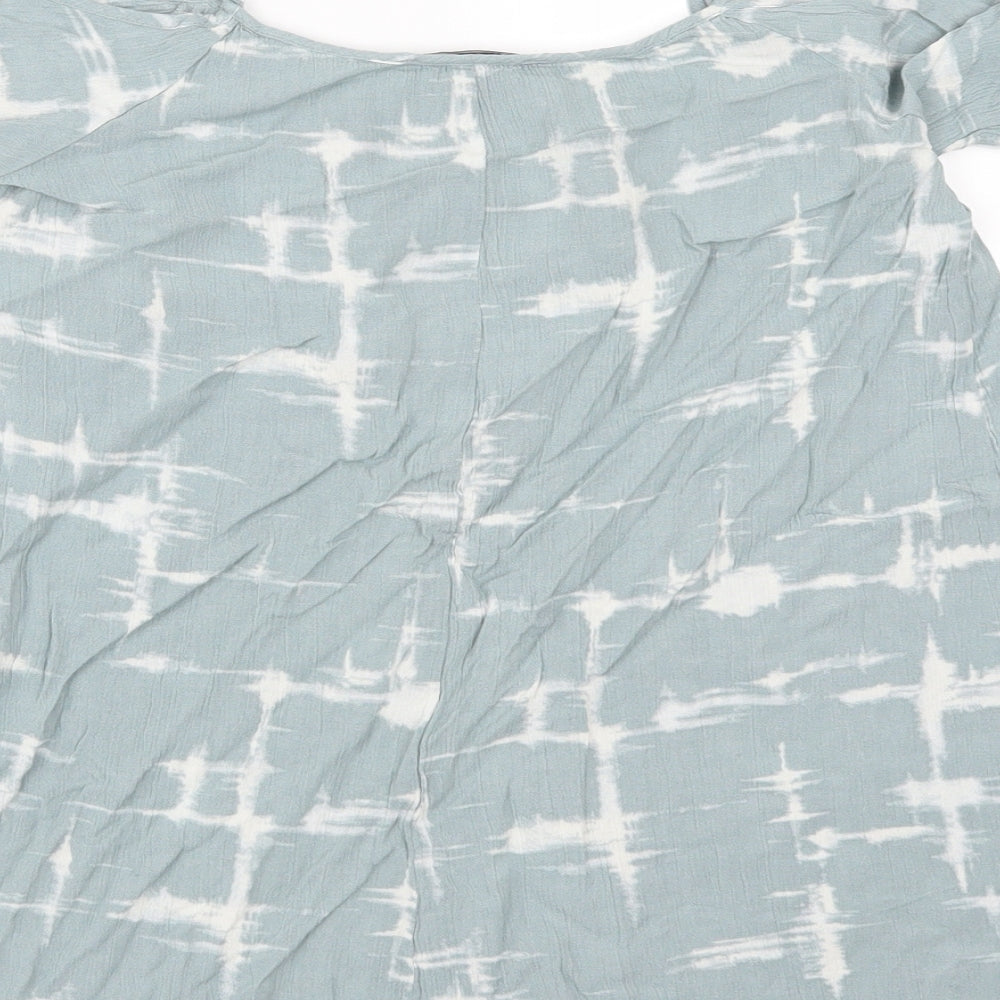 FOREVER 21 Womens Blue Geometric Rayon Basic T-Shirt Size S